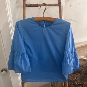 Zara Blue Bell Sleeve Blouse